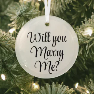 Custom Christmas Engagement Will you marry me  Glass Ornament