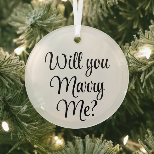 Custom Christmas Engagement Will you marry me  Glass Ornament (Insitu)