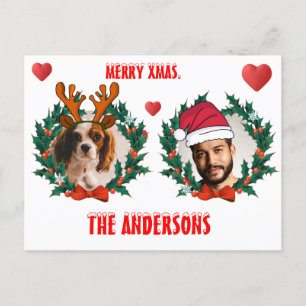 Custom Christmas face cut out  reindeer and Santa  Postcard