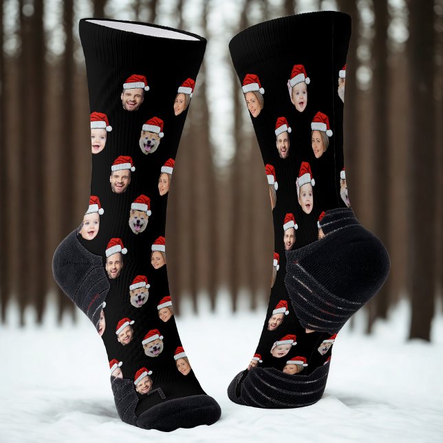 Custom Christmas Face Socks, Santa Hat 4 Faces Socks (Creator Uploaded)