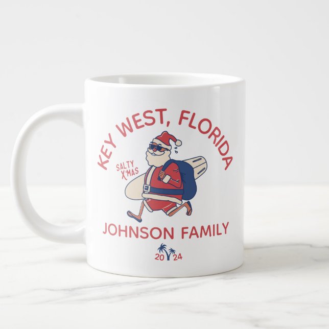 Custom Christmas Family Beach Vacation Matching Giant Coffee Mug (Left)