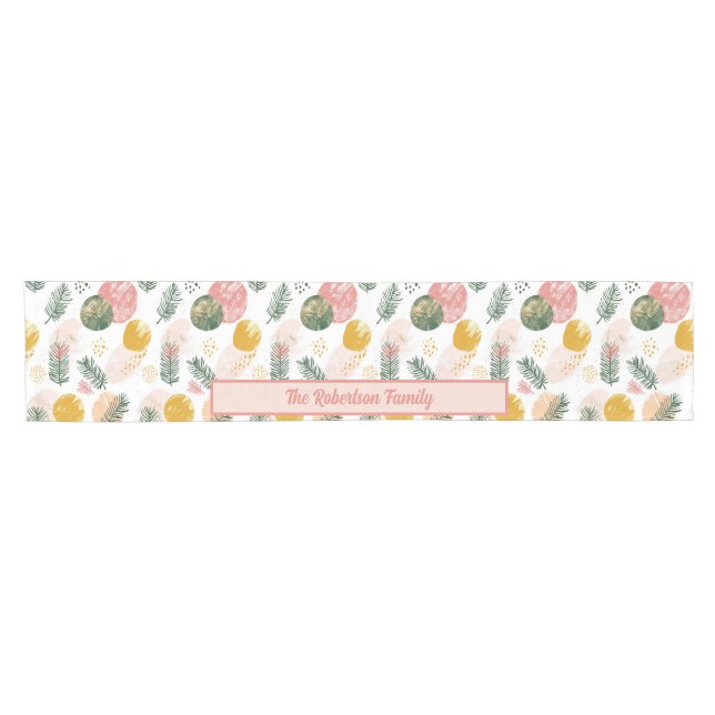Custom Christmas Festive Seasonal Family Name Short Table Runner (Horizontal)