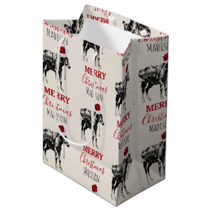 Custom Christmas Funny Vintage Donkey Santa Hat Medium Gift Bag