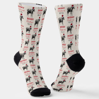 Custom Christmas Funny Vintage Donkey Santa Hat   Socks