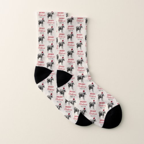 Custom Christmas Funny Vintage Donkey Santa Hat   Socks