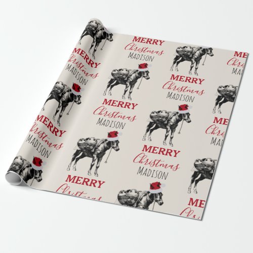 Custom Christmas Funny Vintage Donkey Santa Hat  Wrapping Paper