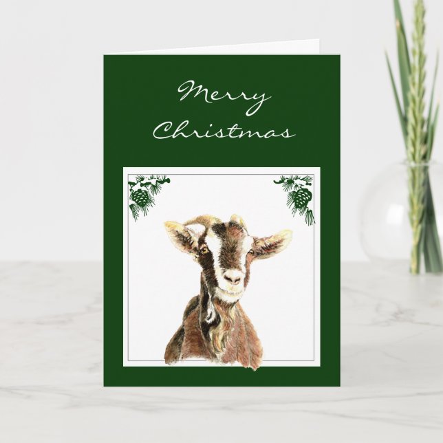 Custom Christmas Get your Goat, Humor Holiday Card (Front)