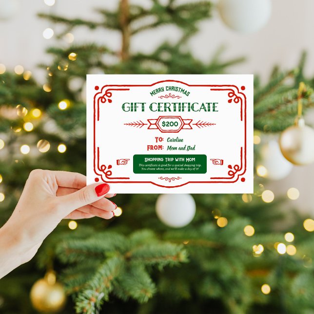 Custom Christmas Gift Certificate Holiday Card (Creator Uploaded)