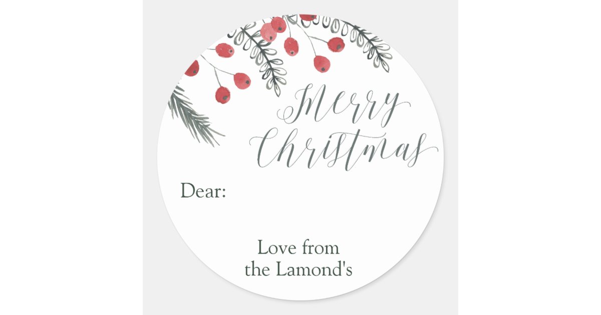 Custom Christmas Gift Tag Stickers Round | Zazzle
