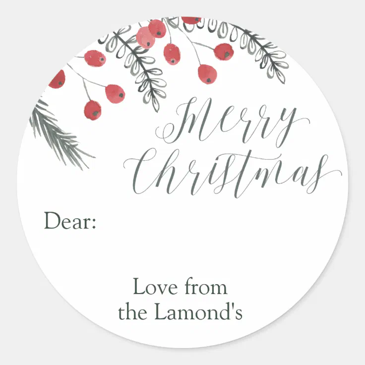 Custom Christmas Gift Tag Stickers Round | Zazzle