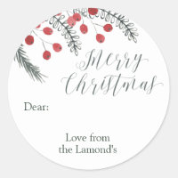 Custom Christmas Gift Tag Stickers Round