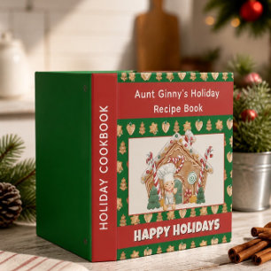 Custom Christmas Gingerbread Holiday Recipe Book 3 Ring Binder