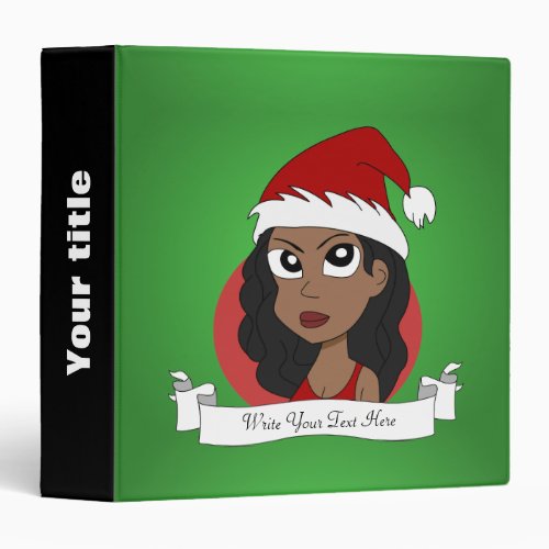 Custom Christmas girl cartoon 3 Ring Binder