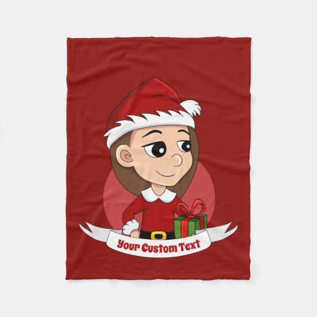 Custom christmas girl cartoon fleece blanket (Front)