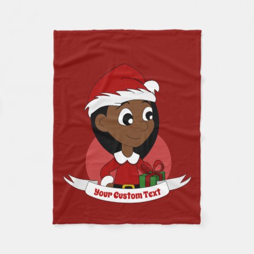 Custom christmas girl cartoon fleece blanket