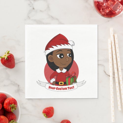 Custom christmas girl cartoon napkins