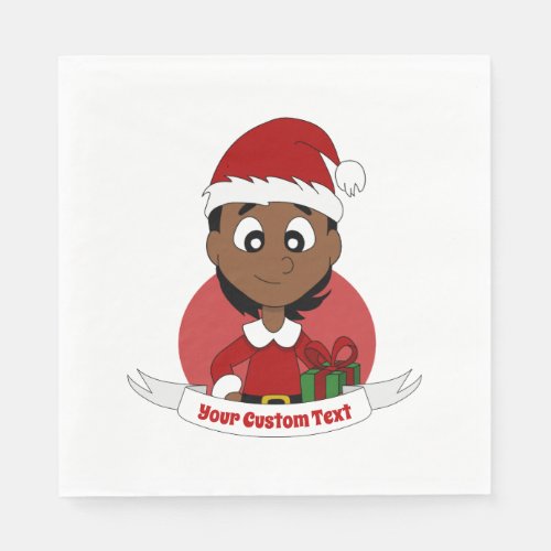 Custom christmas girl cartoon napkins