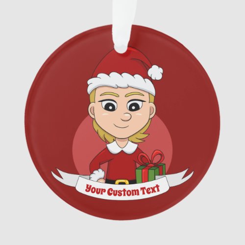 Custom christmas girl cartoon ornament