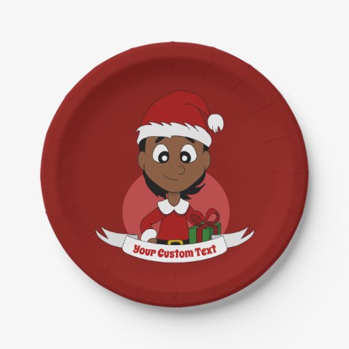 Custom christmas girl cartoon paper plates