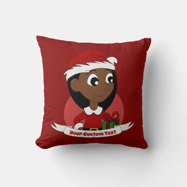 Custom christmas girl cartoon throw pillow (Front)