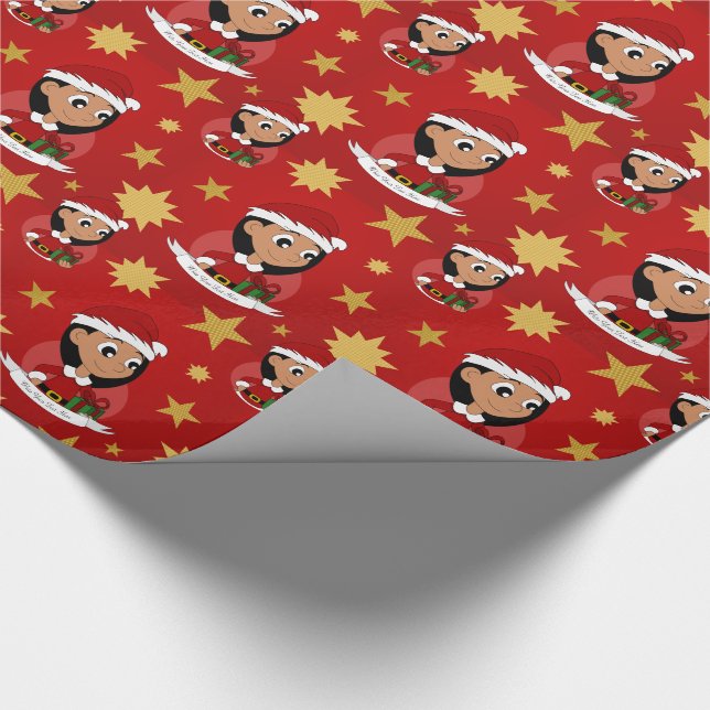 Custom christmas girl cartoon wrapping paper (Corner)