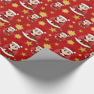Custom christmas girl cartoon wrapping paper