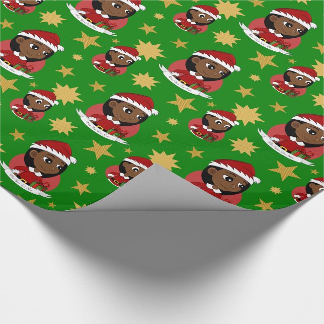 Custom christmas girl cartoon wrapping paper (Corner)