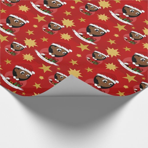 Custom christmas girl cartoon wrapping paper