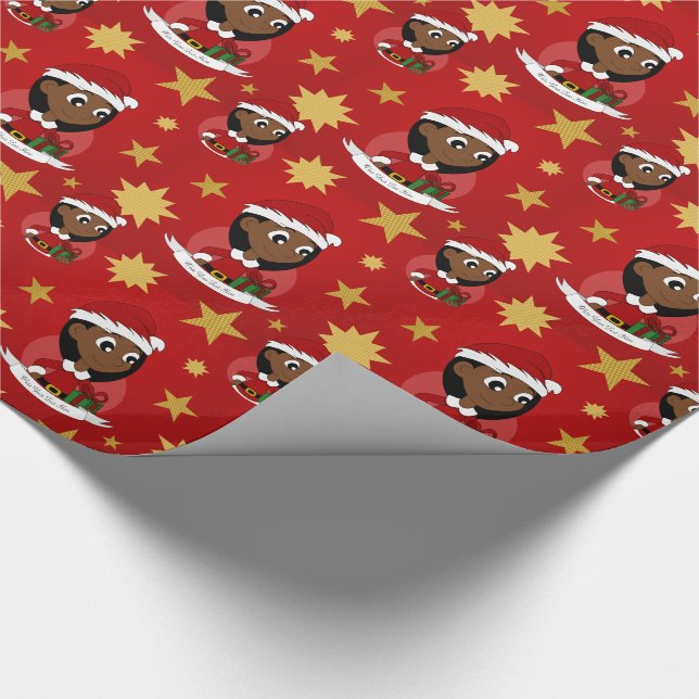 Custom christmas girl cartoon wrapping paper (Corner)