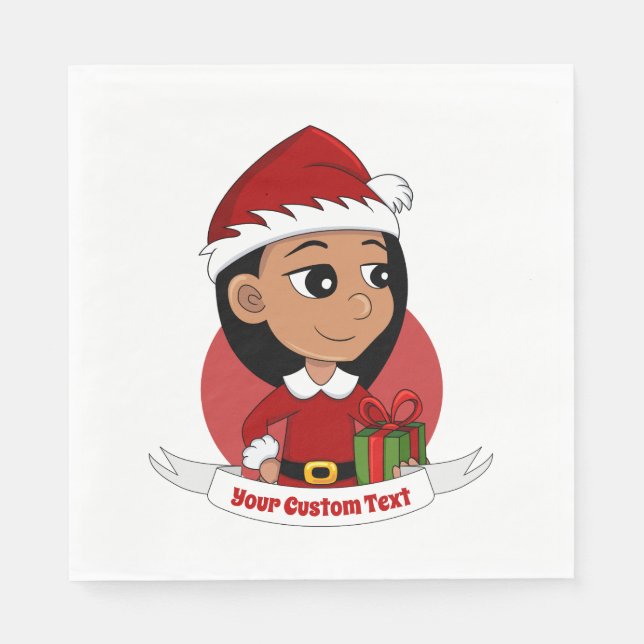 Custom Christmas girl Paper Napkin (Front)