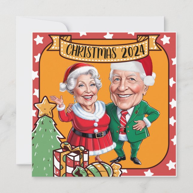 Custom Christmas Grandparents caricature Invitation (Front)