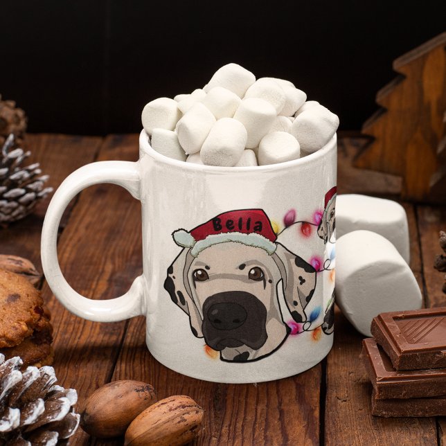 Custom Christmas Great Dane Head Santa Hat Dog Coffee Mug (Creator Uploaded)