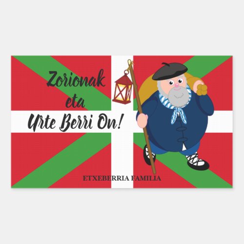 Custom Christmas greeting Olentzero  Ikurria Rectangular Sticker