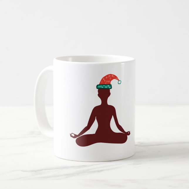 Custom Christmas &  Happy  New Year Yoga Coffee Mug (Front Left)