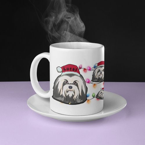 Custom Christmas Havanese Head Santa Hat Dog Coffee Mug