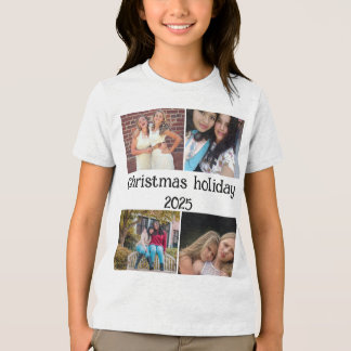 CUSTOM CHRISTMAS HOLIDAY 4 PHOTO COLLAGE Tri-Blend SHIRT