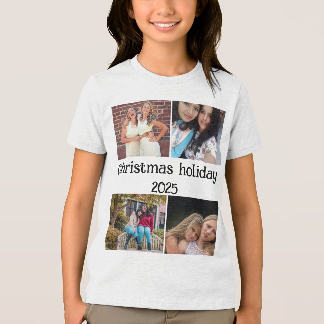 CUSTOM  CHRISTMAS HOLIDAY 4 PHOTO COLLAGE Tri-Blend SHIRT (Front)