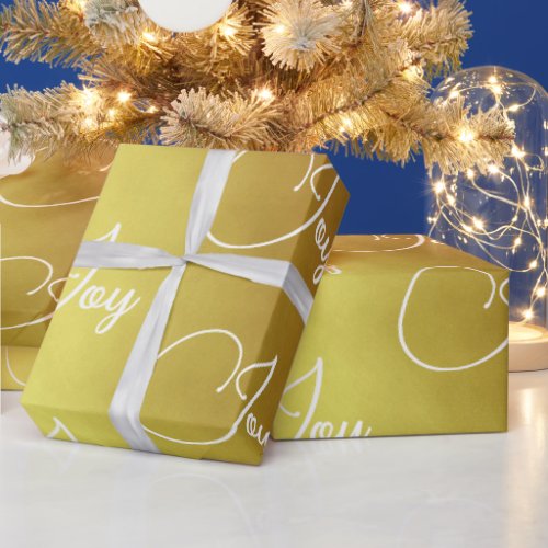 Custom Christmas Holiday Greeting Gold Color Joy Wrapping Paper