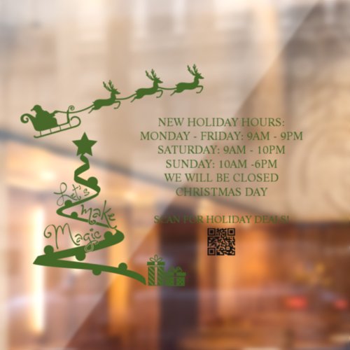 Custom Christmas Holiday Store Hours Window Cling