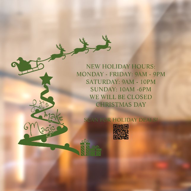 Custom Christmas Holiday Store Hours Window Cling (Sheet 2)