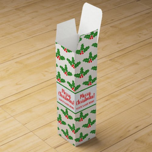Custom Christmas holly leaf pattern wine box print