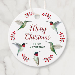 Custom Christmas Hummingbird Favor Tags