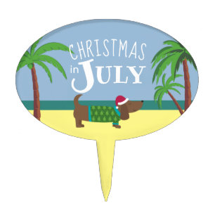 Custom Christmas in July Party Cake Topper