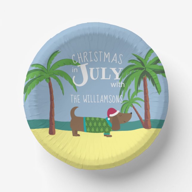 Custom Christmas in July Party  Paper Bowls (Front)