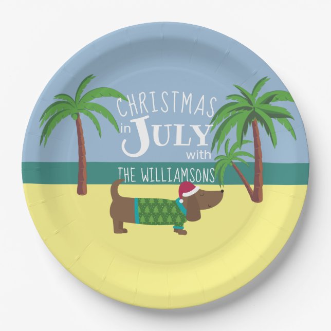 Custom Christmas in July Party  Paper Plates (Front)