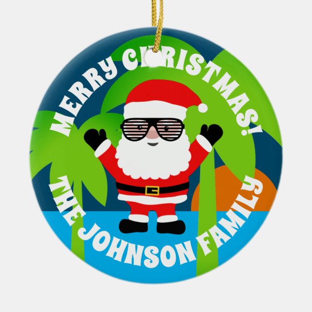 Custom Christmas in July summer tree ornament (Front)