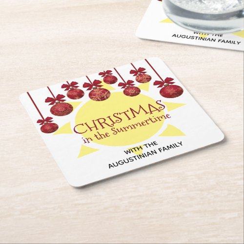 Custom CHRISTMAS IN THE SUMMERTIME Square Paper Coaster