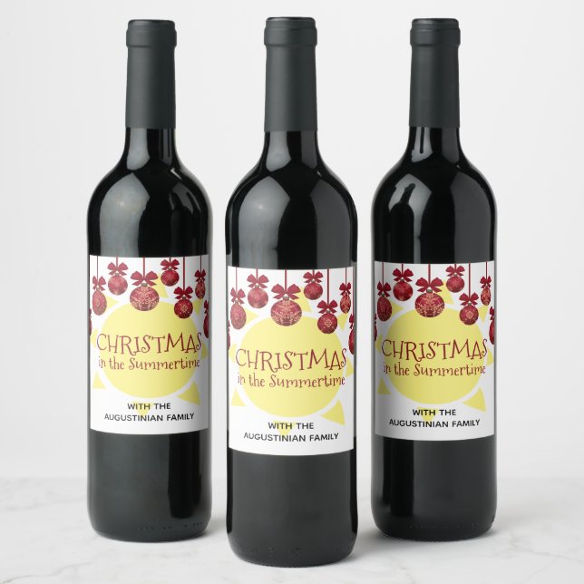 Custom CHRISTMAS IN THE SUMMERTIME Wine Label (Bottles)