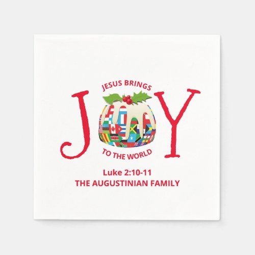 Custom Christmas JOY TO THE WORLD Christian Napkin