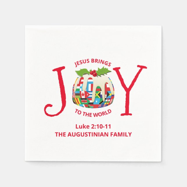 Custom Christmas JOY TO THE WORLD Christian Napkin (Front)